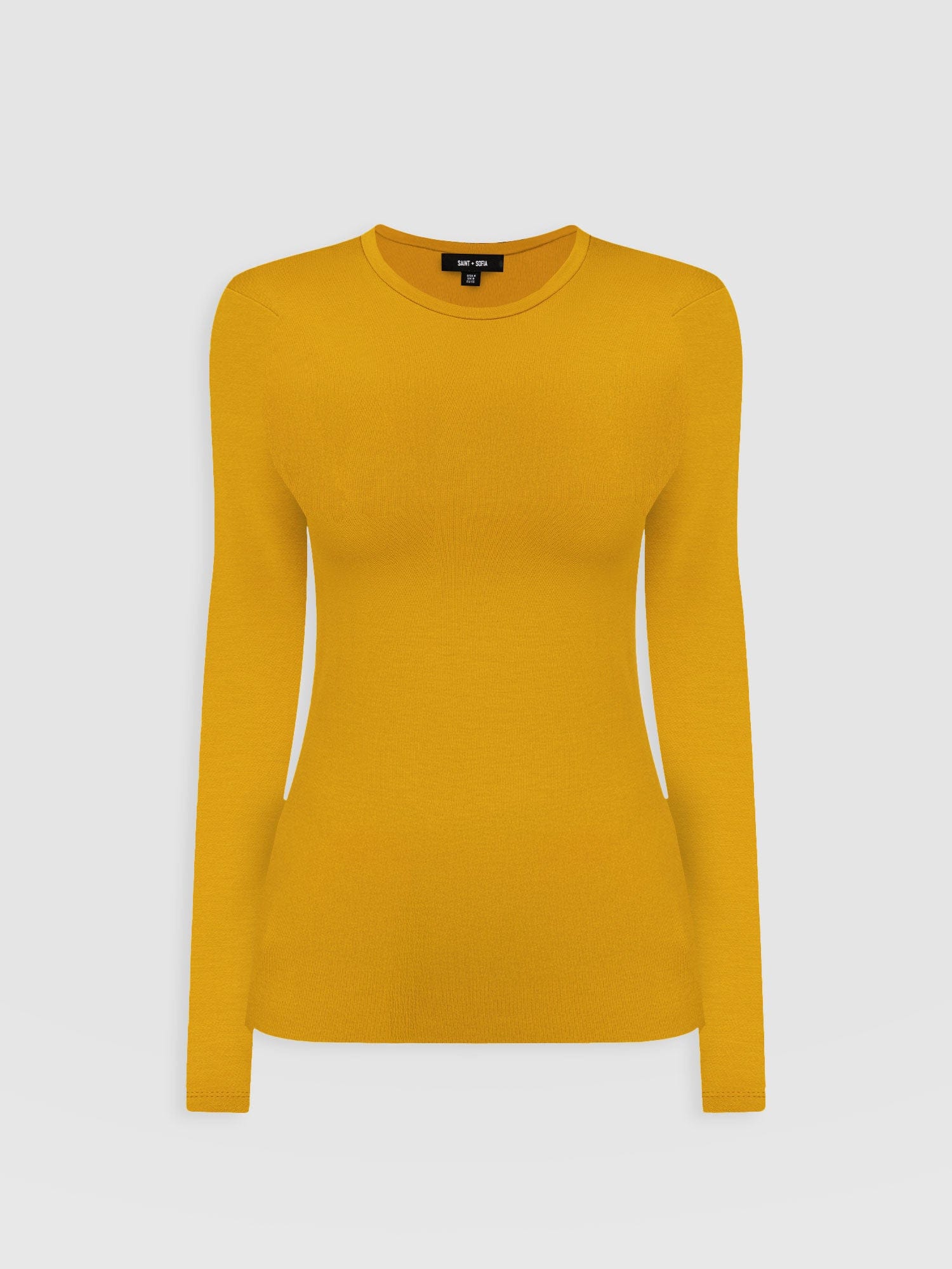 Ribbed Long Sleeve Tee - Ochre - Women's T-shirts | Saint + Sofia® USA